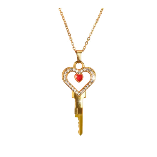 Possession Chastity Key Necklace - Gold Rhinestone Keyholder Necklace for Master Series Cages | Master Series