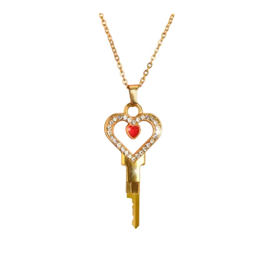 Possession Chastity Key Necklace - Gold Rhinestone Keyholder Necklace for Master Series Cages | Master Series