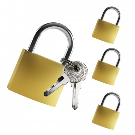 4 Pack Lock Set - Keyed-Alike Padlocks for Chastity Devices, Cuffs & Collars | Master Series